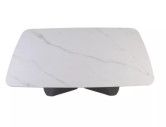 KANJON - 160 CM MATBORD, VIT KERAMIK & SVART METALL, UTFÄLLBART