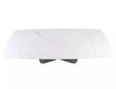 KANJON - 160 CM MATBORD, VIT KERAMIK & SVART METALL, UTFÄLLBART
