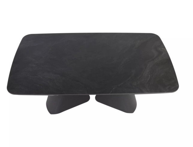 KANJON - 160 CM MATBORD, UTFYLLNINGSBART, SVART KERAMIK/METALL