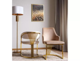 BRIS - STOL BEIGE SAMMET & GULDFÄRGAD RAM