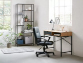 FORM B-027 - 95CM SKRIVBORD, EKSVART, METALLSTOMME MED LÅDA