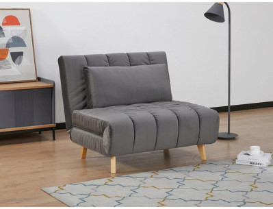 STABIL - FOTEL ROZKŁADANY, SZARY VELVET, FUNKCJA SPANIA