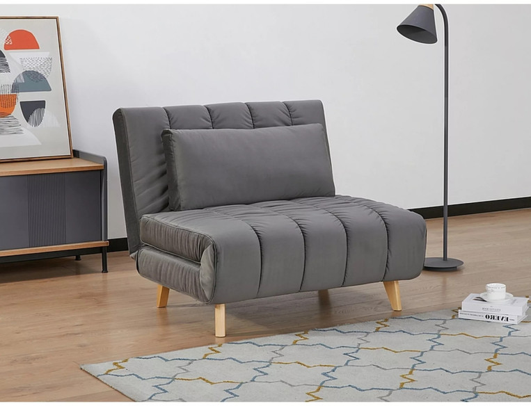 STABIL - FOTEL ROZKŁADANY, SZARY VELVET, FUNKCJA SPANIA