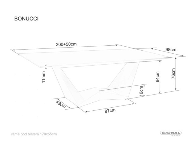 HIMMEL - 200CM MATBORD, SVART KERAMIK, METALLSTATIV
