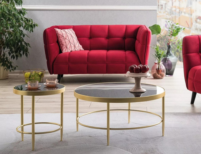 VERTEX - 145CM 2-SITS SOFFA, SAMMET BORDO