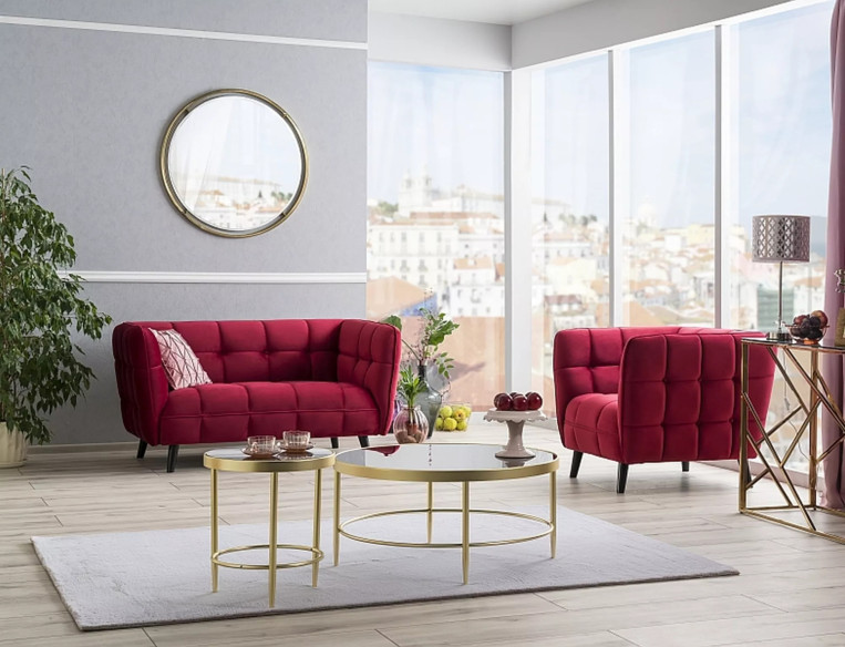 VERTEX - 145CM 2-SITS SOFFA, SAMMET BORDO