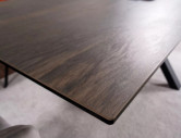 KURVA - 160CM MATBORD, UTDRAGBART, KERAMIK/GLAS, SVART STATIV