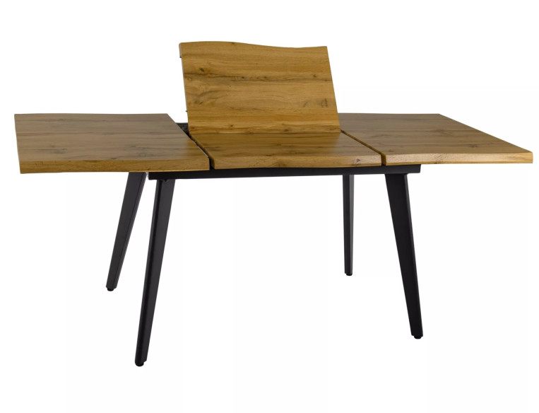 SOLSTÅND - 120CM MATBORD, UTFALLBART, DUBBELFÄRGAD EK/SVART METALL
