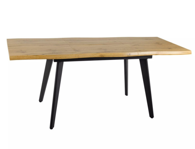 SOLSTÅND - 150-210CM MATBORD, EK DĄB ARTISAN, SVART METALL, UTFÄLLBART