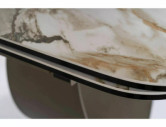 FJORD - 160 CM MATBORD, VIT KERAMIK/GLAS, KOPPARFÄRGAT METALLSTÄLLNING, UTDRAGBART