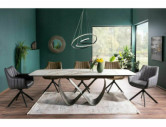 FJORD - 160 CM MATBORD, VIT KERAMIK/GLAS, KOPPARFÄRGAT METALLSTÄLLNING, UTDRAGBART
