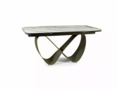 FJORD - 160 CM MATBORD, VIT KERAMIK/GLAS, KOPPARFÄRGAT METALLSTÄLLNING, UTDRAGBART