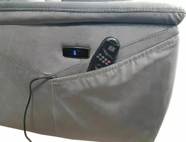 KULING NEPTUN M - 1-SITS FÅTÖLJ, SAMMET, ELRECLINER MED MASSAGE & USB