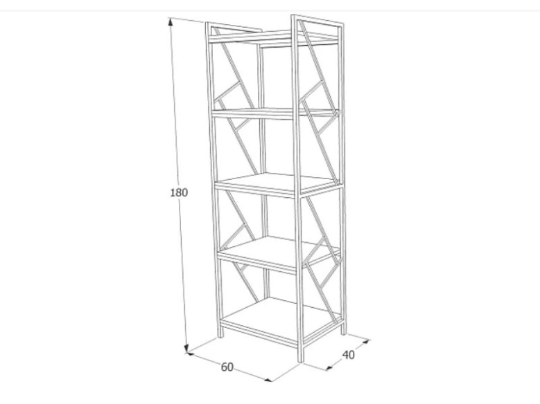 DENALI R5 - 60x40x180CM REGAŁ, DĄB/METALL, BEZ SZUFLAD