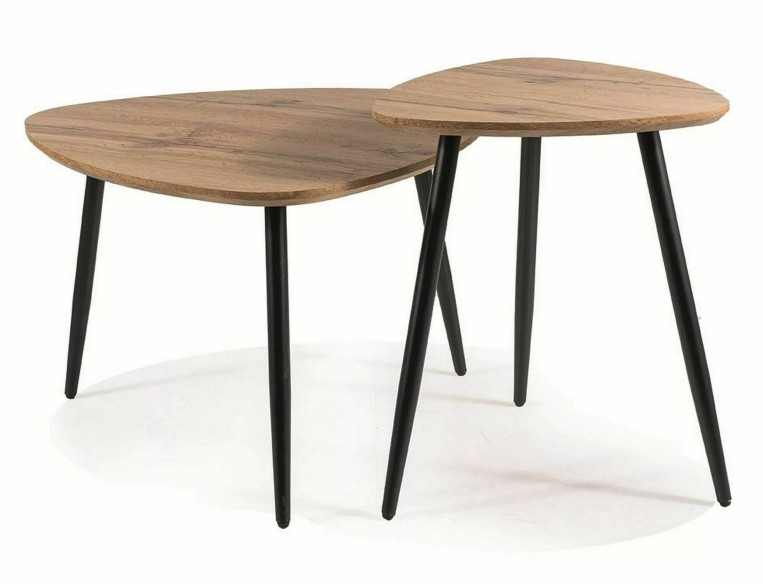 HIMMEL - SET OM 2 SOFFBORD 60CM, DUBBLA BORD I DUBB ARTISAN/MATTSVART