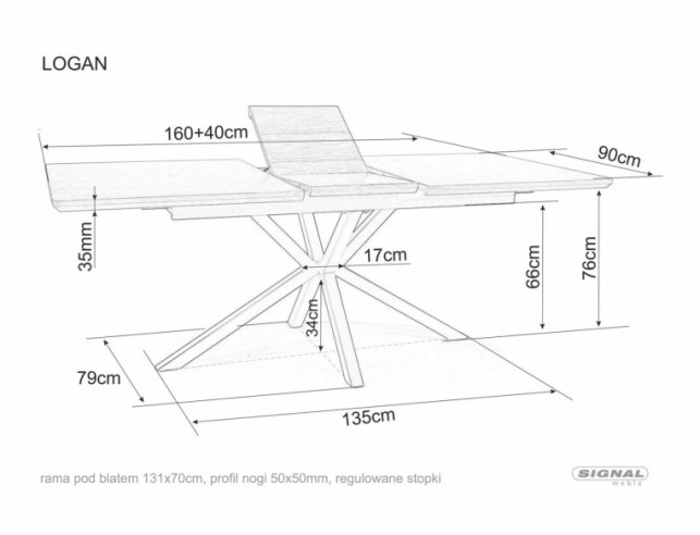TOPP - 160 CM MATBORD, UTFÄLLBART, VALNÖT/METALL, 10 PERSONER