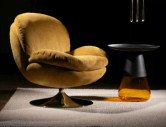 ELIT - FOTEL LOUNGE, OBROTOPPFATTNING 360°, CURRY/CHROM