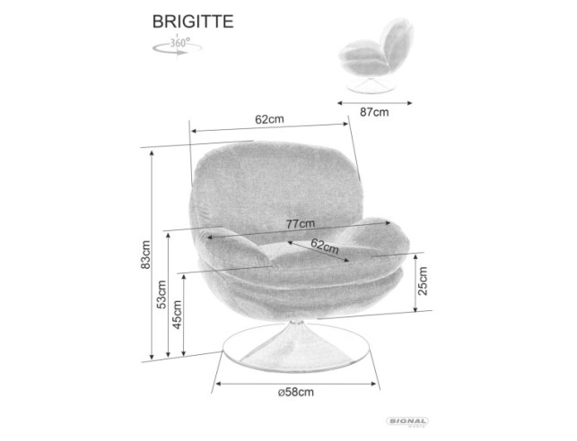 ELIT - FOTEL LOUNGE, OBROTOPPFATTNING 360°, CURRY/CHROM