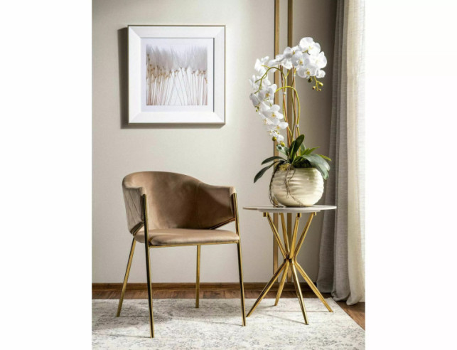 REGN - SAMMETSKRUKA, BEIGE/GULD, METALLSTATIV