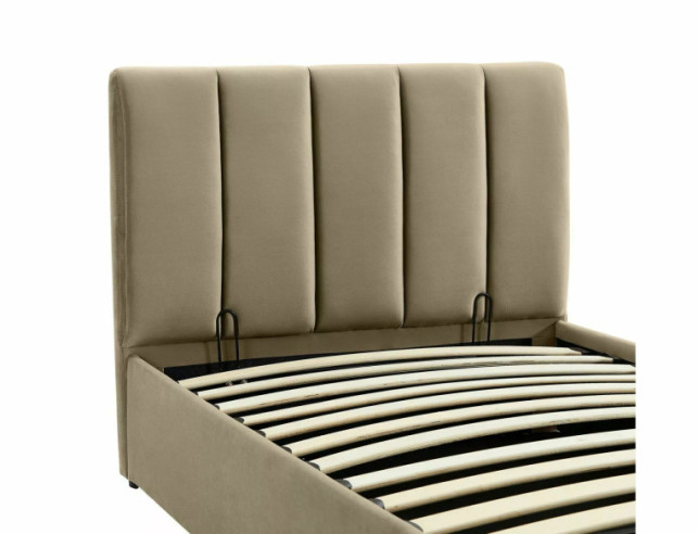 BÅGE - 90x200 CM SÄNG MED FÖRVARING, SAMMET, BEIGE