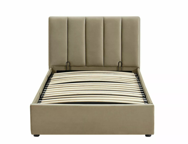 BÅGE - 90x200 CM SÄNG MED FÖRVARING, SAMMET, BEIGE