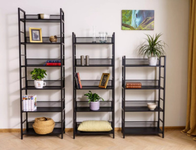 SPETS R4 - 60CM REGAŁ, METALLSTÄLLNING, SVART LAMINAT