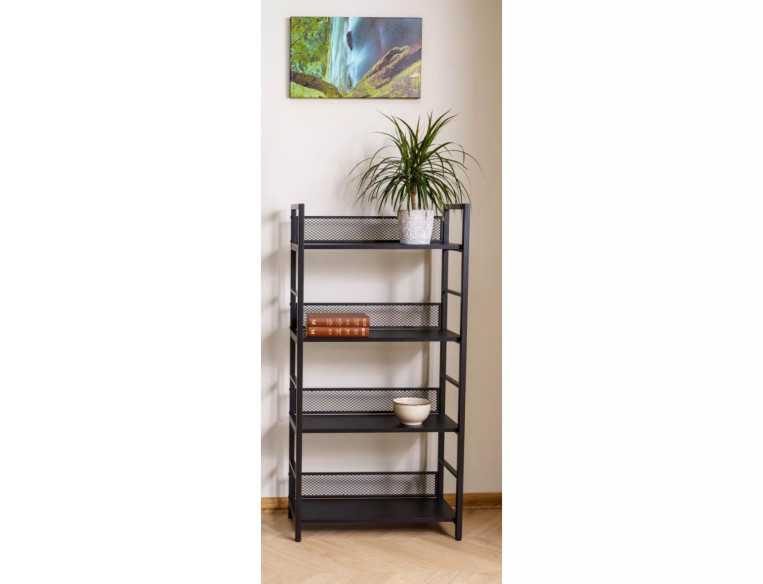 SPETS R4 - 60CM REGAŁ, METALLSTÄLLNING, SVART LAMINAT