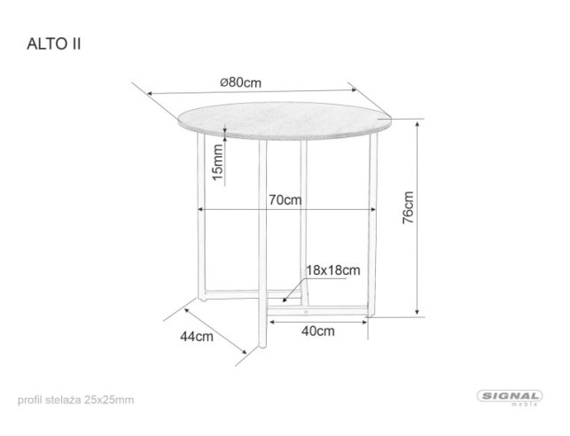 ANTARES II - 80CM RUNDT MATBORD, DUBB / SVART, METALLSTATIV