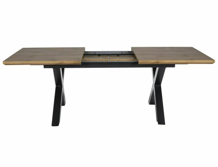 REGN II - 160CM MATBORD, DUBBELUTDRAG, DÄB ARTISAN/MATTSVART