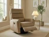 ÄDEL ARGOS - RELAXFOTÖLJ, SAMMET, BEIGE, MANUELL RECLINER