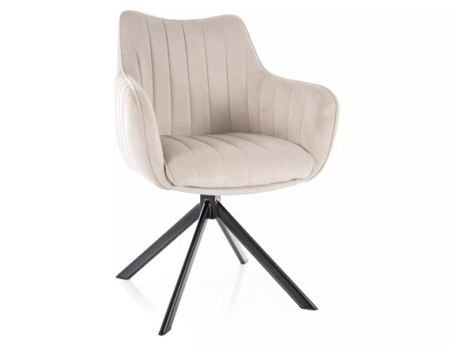 OPTIMAL - VELVET SNURRBAR STOL, LJUSBEIGE SAMMET, SVART METALL