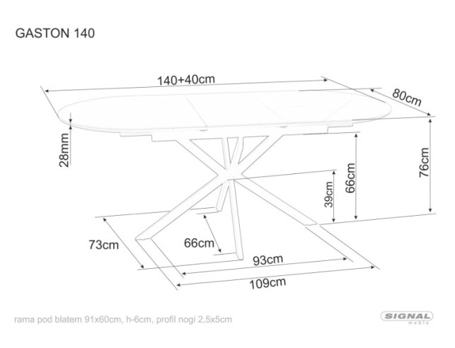 OPTIMAL - 140 CM KERAMISKT MATBORD, UTDAGBART, GRÅ MATT/SVART MATT