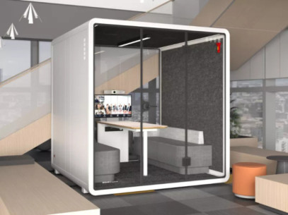 HORISONT LARGE BOOTH - 220CM AKUSTISK KABIN, 4-OS, VIT/GRÅ