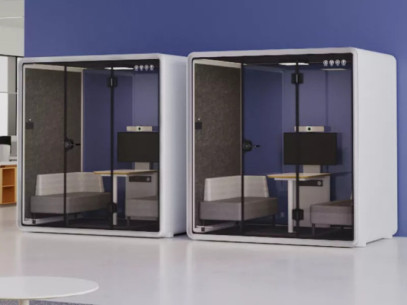 HORISONT LARGE BOOTH - 220CM AKUSTISK KABIN, 4-OS, VIT/GRÅ 2