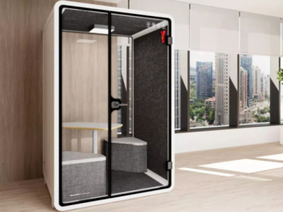 HORISONT MEDIUM - 150CM AKUSTISK KABIN, 2-OS, VIT/GRÅ 2