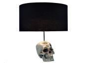 SKULL - 44CM LAMPA I SILVER/SVART