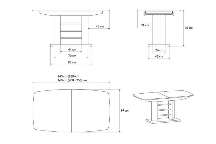 LINOSA table 3 140 black • white