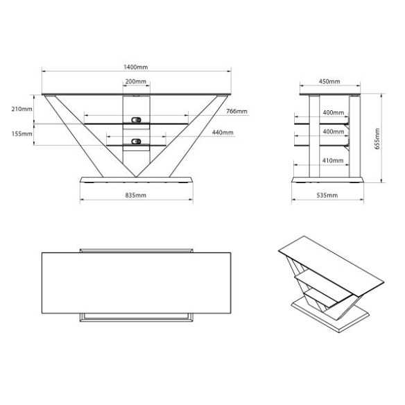 Table RTV LUNA black gloss