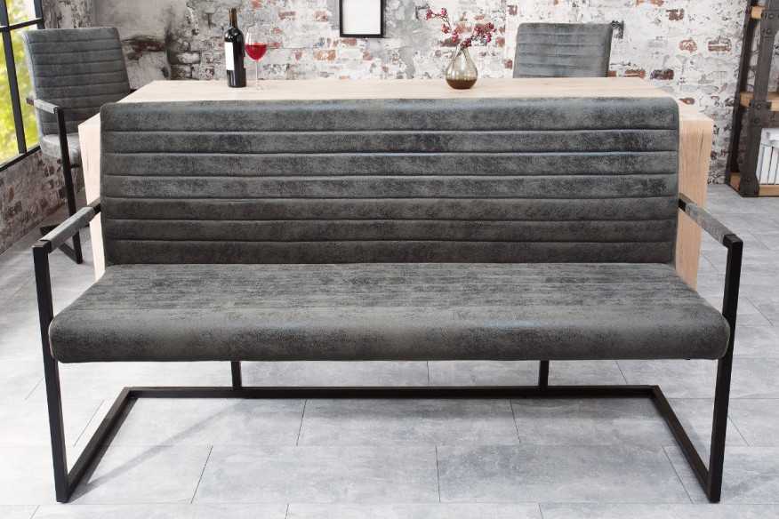 BRICK LANE - 160CM VINTAGEGRÅ SITTBÄNK