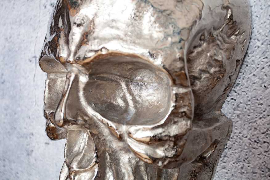 BUA - 40CM DÖSKALLE VÄGGSKULPTUR SILVER