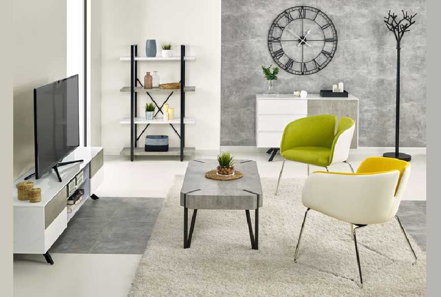 NILO - 140CM HYLLA I VIT/SVART/BETONG