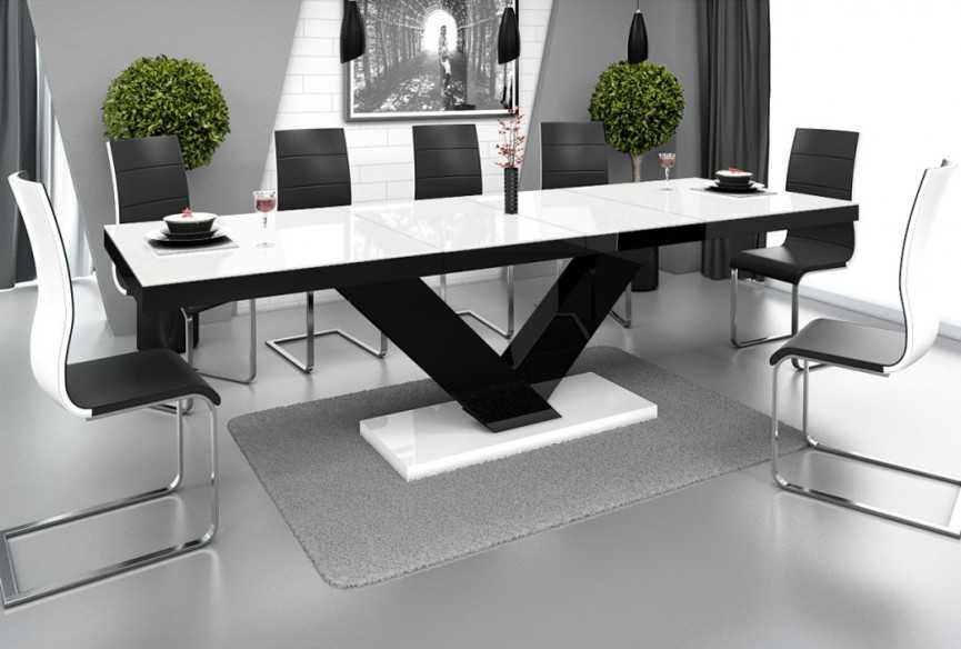 VICCO V - 160/208/256CM MATBORD HÖGGLANS VIT/SVART/GRÅ