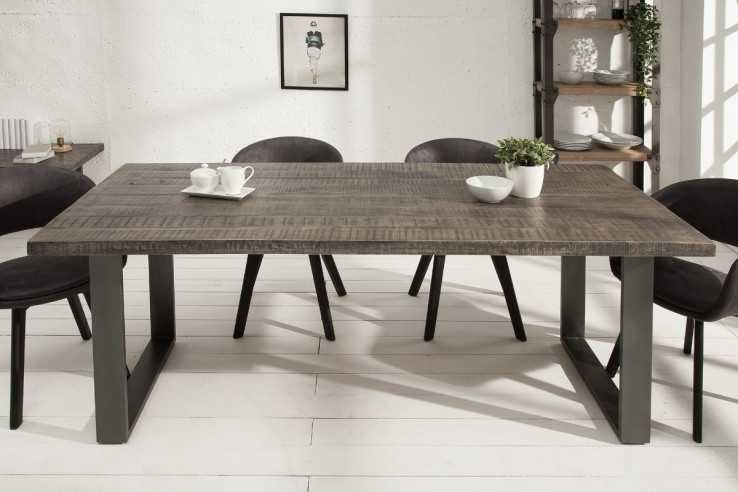 LYSINDA - 160CM MATBORD GRÅ/MANGOTRÄD
