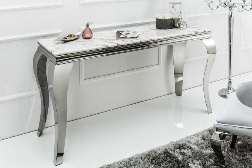 LUIS - 140CM SMINK/KONSOLBORD I SILVER/MARMOR GLAS