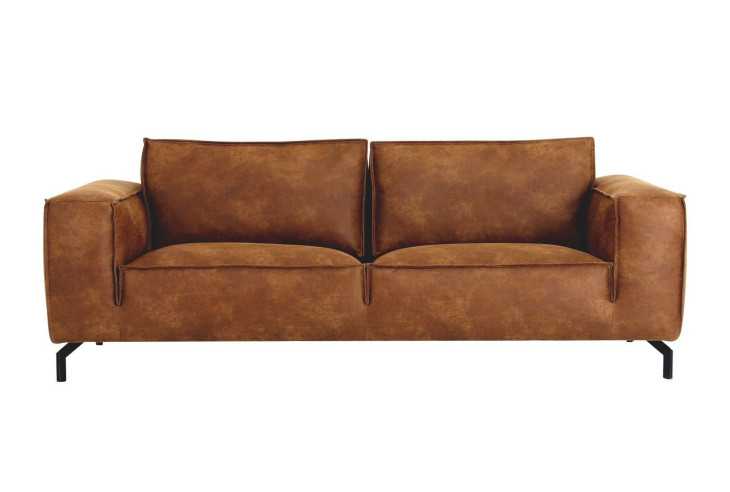 HELIA - ELEGANT BRUN/ORANGE SOFFA I LÄDER