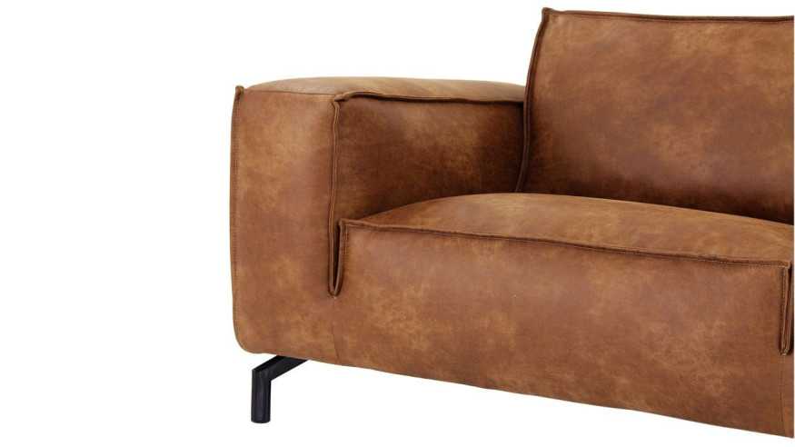 HELIA - ELEGANT BRUN/ORANGE SOFFA I LÄDER