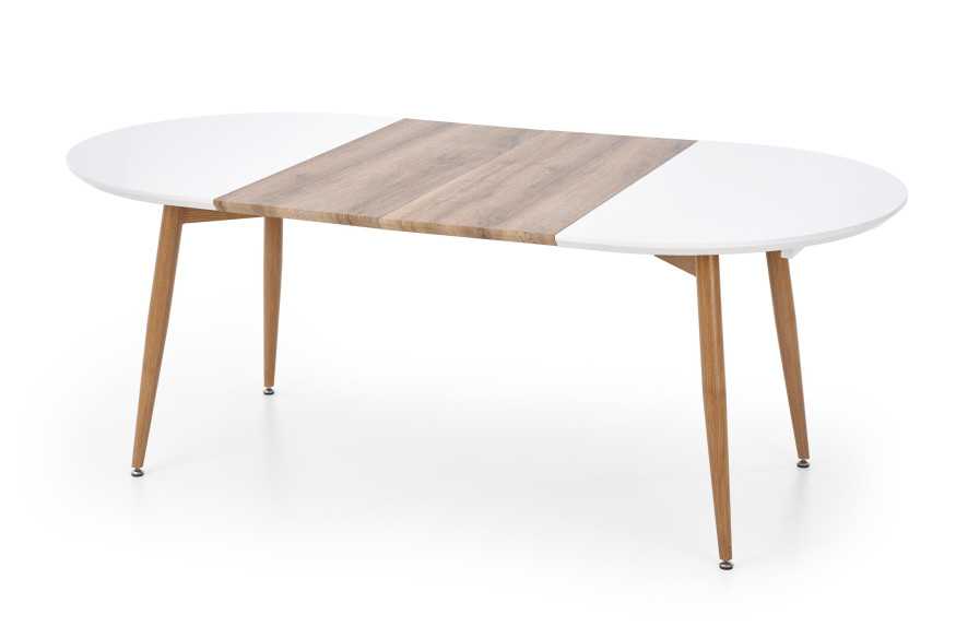 ANGELO - 120-200CM MATBORD I VIT/HONUNGSFÄRGAD EK