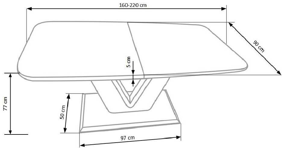 NATAL - 160-220CM VITLACKERAT MATBORD