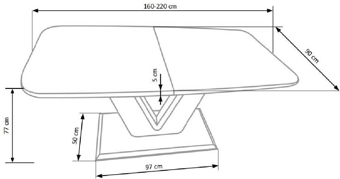 NATAL - 160-220CM VITLACKERAT MATBORD