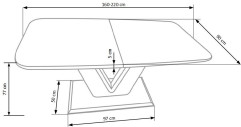 NATAL - 160-220CM VITLACKERAT MATBORD